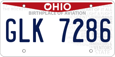 OH license plate GLK7286