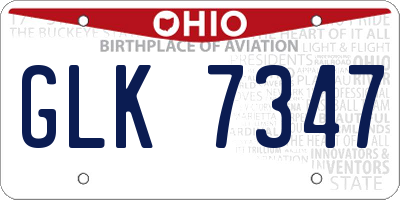 OH license plate GLK7347