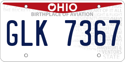 OH license plate GLK7367