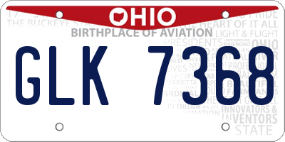 OH license plate GLK7368