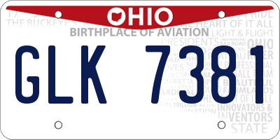 OH license plate GLK7381