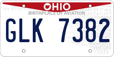 OH license plate GLK7382