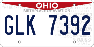 OH license plate GLK7392