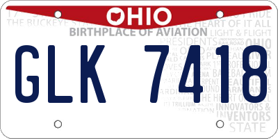 OH license plate GLK7418