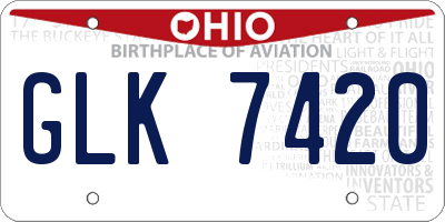 OH license plate GLK7420