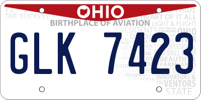 OH license plate GLK7423