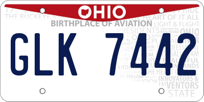 OH license plate GLK7442