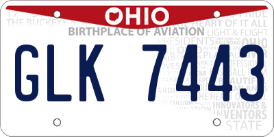 OH license plate GLK7443
