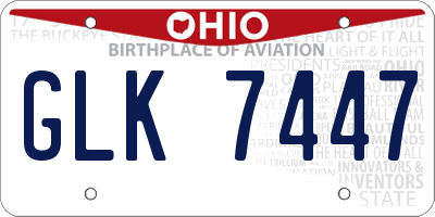 OH license plate GLK7447