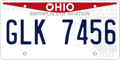 OH license plate GLK7456