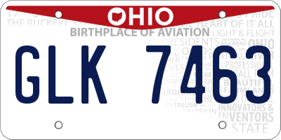 OH license plate GLK7463