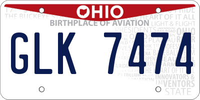 OH license plate GLK7474