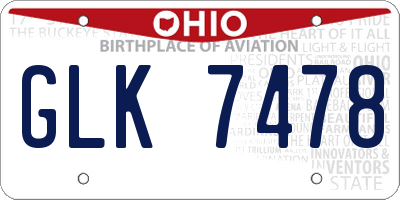 OH license plate GLK7478