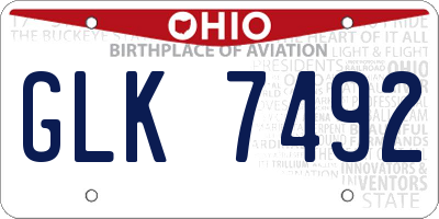 OH license plate GLK7492