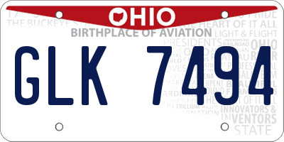 OH license plate GLK7494