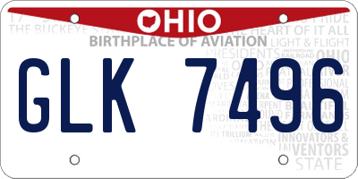 OH license plate GLK7496