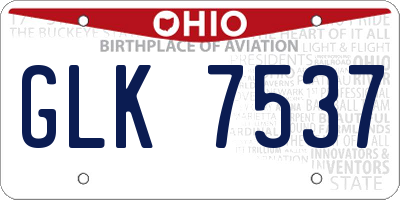 OH license plate GLK7537