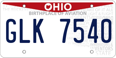 OH license plate GLK7540