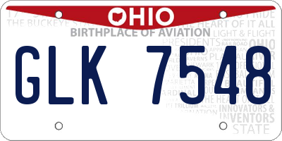 OH license plate GLK7548
