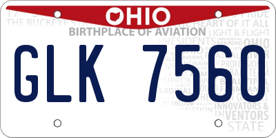 OH license plate GLK7560