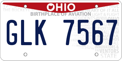 OH license plate GLK7567