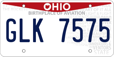 OH license plate GLK7575