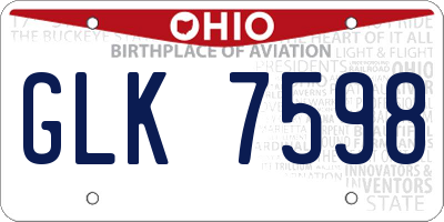 OH license plate GLK7598