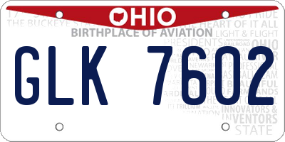 OH license plate GLK7602