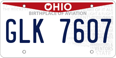 OH license plate GLK7607