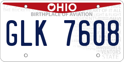 OH license plate GLK7608