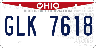 OH license plate GLK7618