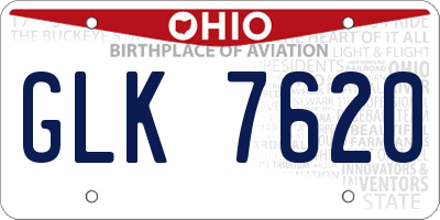 OH license plate GLK7620