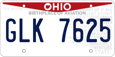 OH license plate GLK7625