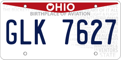 OH license plate GLK7627