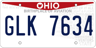 OH license plate GLK7634
