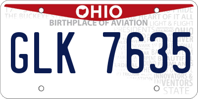 OH license plate GLK7635