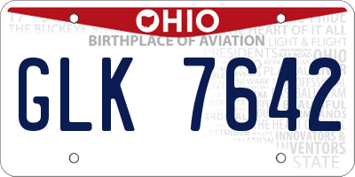 OH license plate GLK7642