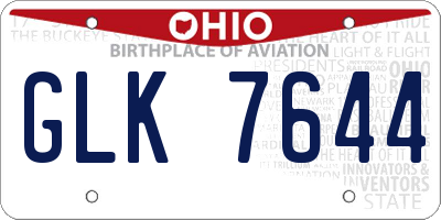 OH license plate GLK7644