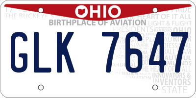 OH license plate GLK7647