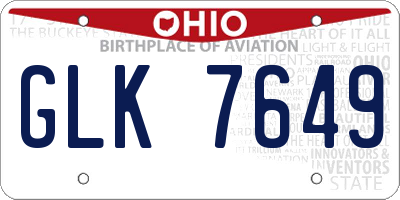 OH license plate GLK7649
