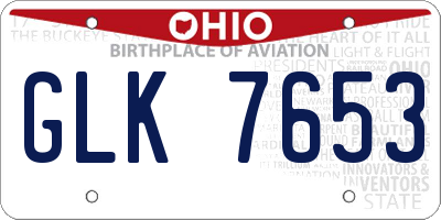 OH license plate GLK7653