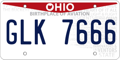 OH license plate GLK7666