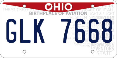 OH license plate GLK7668