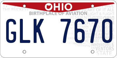 OH license plate GLK7670