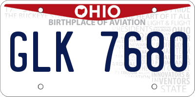 OH license plate GLK7680