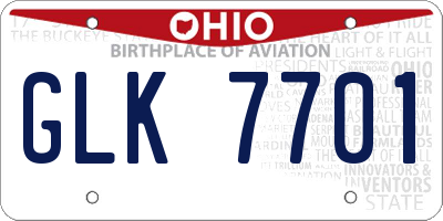 OH license plate GLK7701