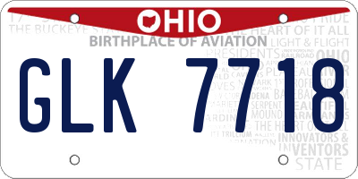 OH license plate GLK7718