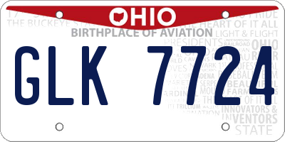 OH license plate GLK7724