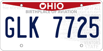 OH license plate GLK7725