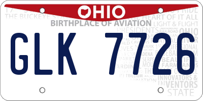 OH license plate GLK7726
